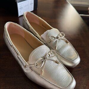 Talbots women's shoes, gold loafer, Becca tie, size 9